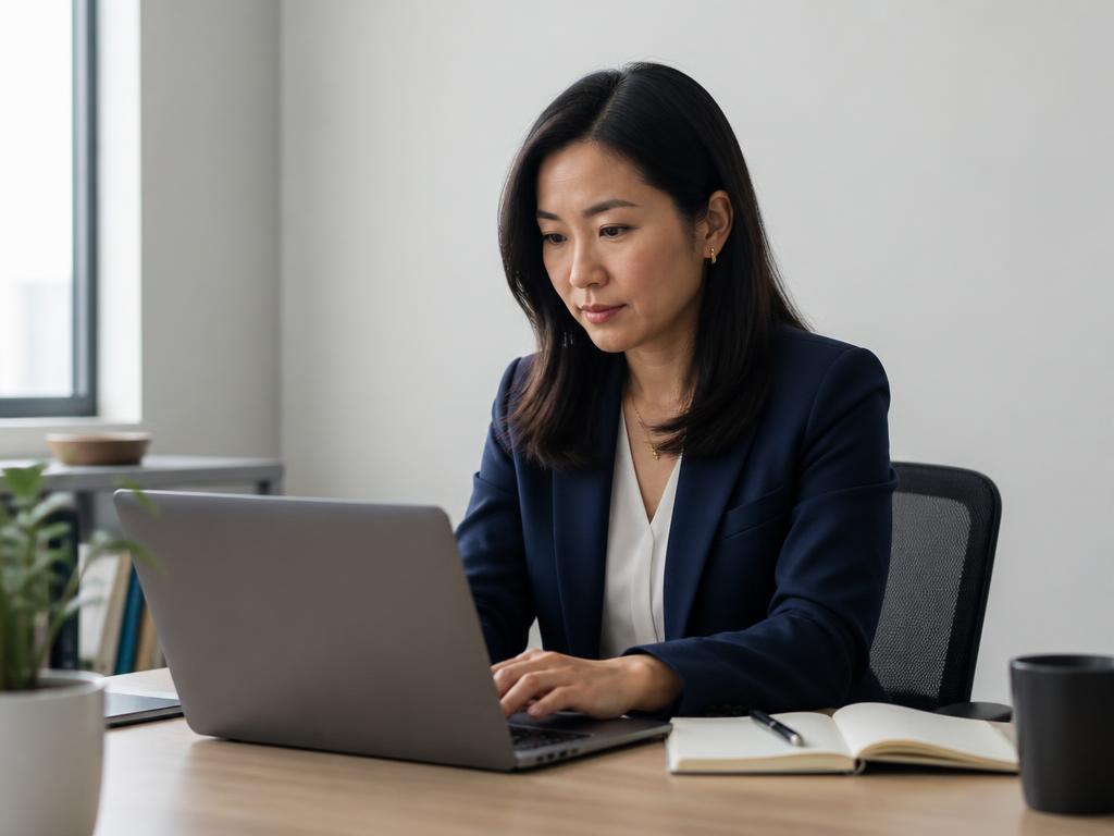 A coach reviewing AI session feedback on a laptop